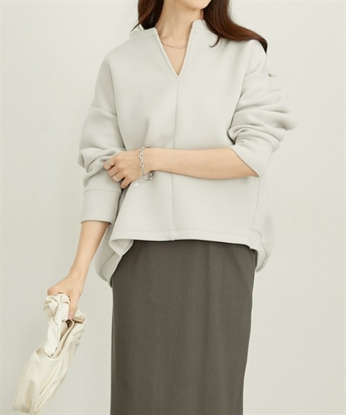 nissen（ニッセン）の「きれいめダンボールスキッパートップス（スウェット・レディース・グレー/オフホワイト/ブラック/ピンク・M/L/LL）」の7枚目の写真