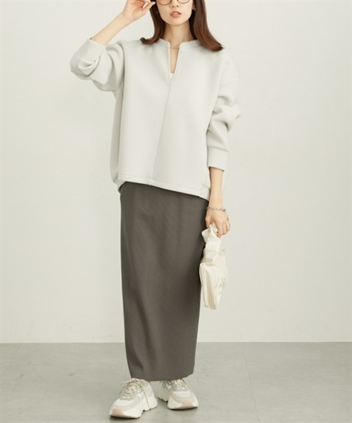 nissen（ニッセン）の「きれいめダンボールスキッパートップス（スウェット・レディース・グレー/オフホワイト/ブラック/ピンク・M/L/LL）」の11枚目の写真