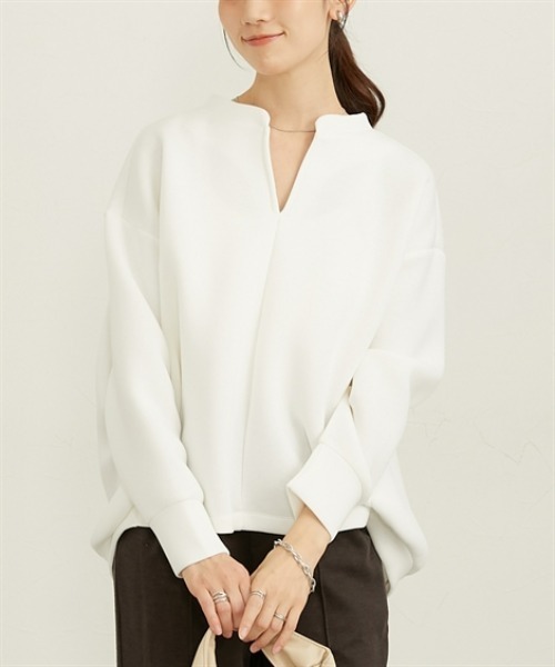 nissen（ニッセン）の「きれいめダンボールスキッパートップス（スウェット・レディース・グレー/オフホワイト/ブラック/ピンク・M/L/LL）」の13枚目の写真