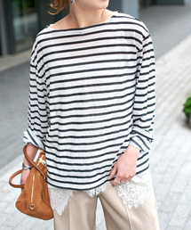 Spick & Span（スピックアンドスパン）の「シアーボーダーTシャツ（Tシャツ/カットソー）」
