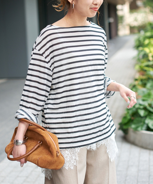 Spick & Span(スピックアンドスパン)の「シアーボーダーTシャツ(Tシャツ/カットソー・レディース・ブラック/ピンク/ブルー系その他・FREE)」の8枚目の写真