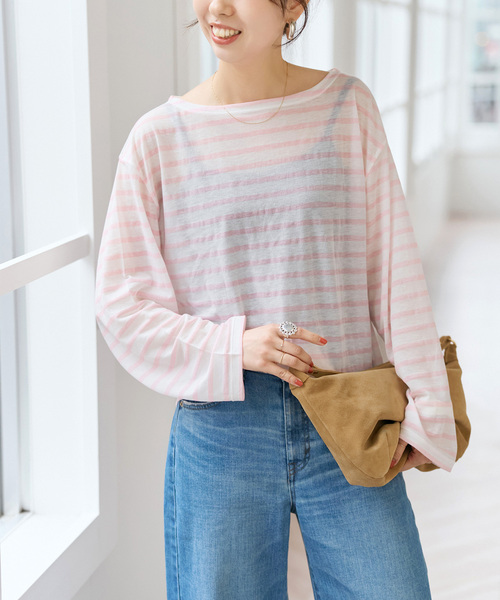 Spick & Span(スピックアンドスパン)の「シアーボーダーTシャツ(Tシャツ/カットソー・レディース・ブラック/ピンク/ブルー系その他・FREE)」の15枚目の写真