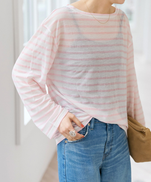 Spick & Span(スピックアンドスパン)の「シアーボーダーTシャツ(Tシャツ/カットソー・レディース・ブラック/ピンク/ブルー系その他・FREE)」の16枚目の写真