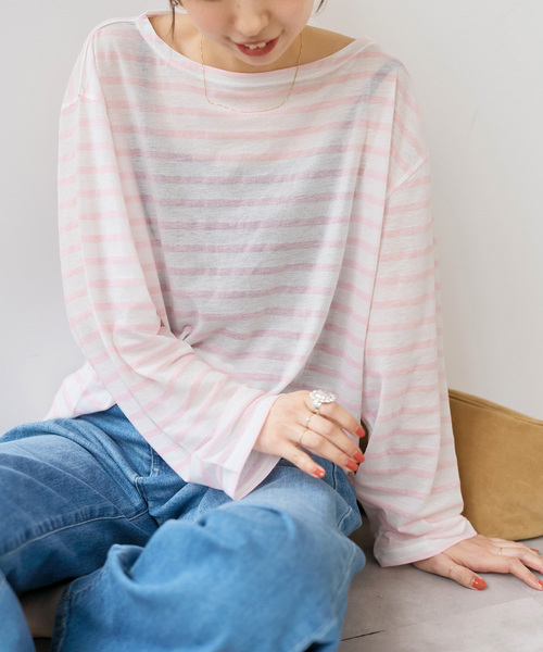 Spick & Span(スピックアンドスパン)の「シアーボーダーTシャツ(Tシャツ/カットソー・レディース・ブラック/ピンク/ブルー系その他・FREE)」の18枚目の写真