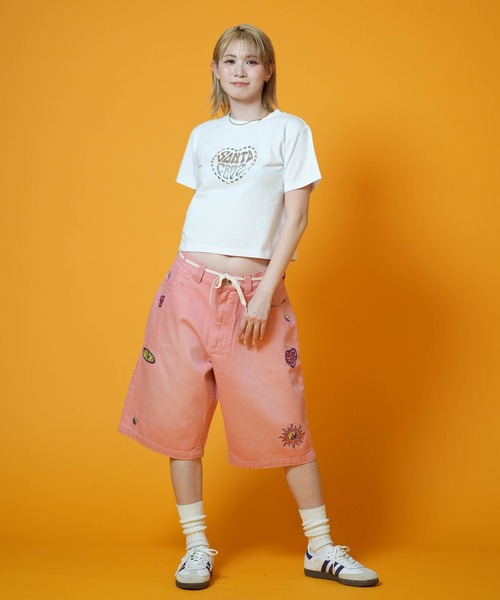 SANTA CRUZ(サンタクルーズ)の「SANTA CRUZ/サンタクルーズ 半袖 クロップドTシャツ レディース METALLIC HEART LAND SSTEE ムラサキ限定 502262435(Tシャツ/カットソー・レディース・ホワイト/ブラック/ラベンダー・L/M)」の6枚目の写真