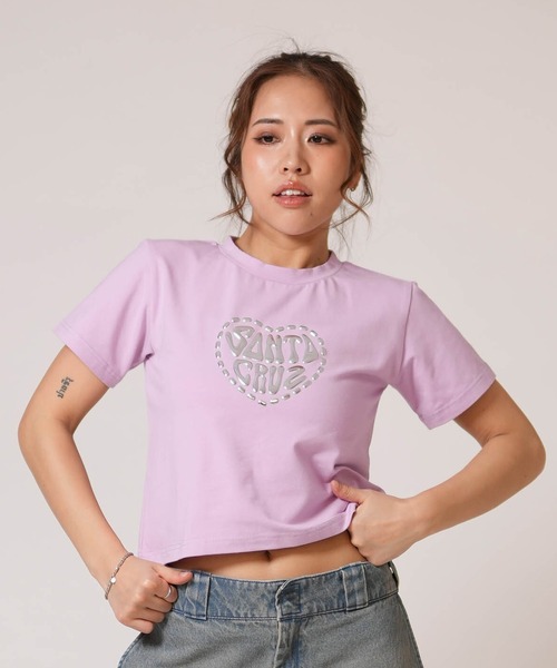 SANTA CRUZ(サンタクルーズ)の「SANTA CRUZ/サンタクルーズ 半袖 クロップドTシャツ レディース METALLIC HEART LAND SSTEE ムラサキ限定 502262435(Tシャツ/カットソー・レディース・ホワイト/ブラック/ラベンダー・L/M)」の12枚目の写真