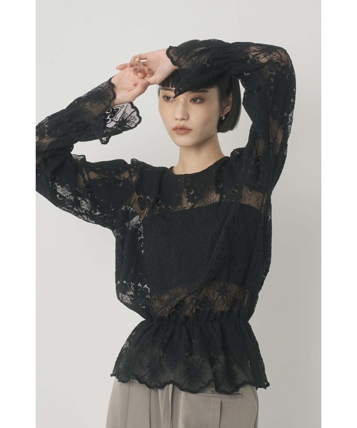 Limue(リミュ)の「チュール刺繍プルオーバー(シャツ/ブラウス・レディース・ベージュ/ブラック・FREE)」の1枚目の写真