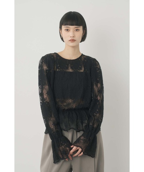Limue(リミュ)の「チュール刺繍プルオーバー(シャツ/ブラウス・レディース・ベージュ/ブラック・FREE)」の3枚目の写真