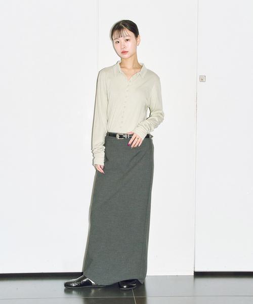 CITYSHOP(シティーショップ)の「SOFT JERSEY TOP:カットソー(Tシャツ/カットソー・レディース・チャコールグレー/グリーン/ピンク・FREE)」の6枚目の写真