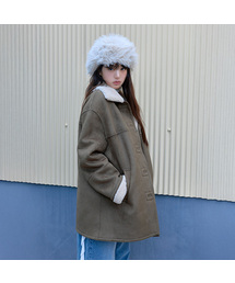 HIGH NECK FUR JACKET GRAY（ムートンコート）｜ROLAROLA（ロラロラ