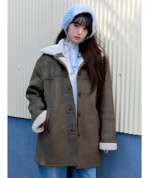 ROLAROLA(ロラロラ)の「SUEDE SHEERING JACKET KHAKI(ムートンコート・レディース・カーキ・FREE)」の3枚目の写真