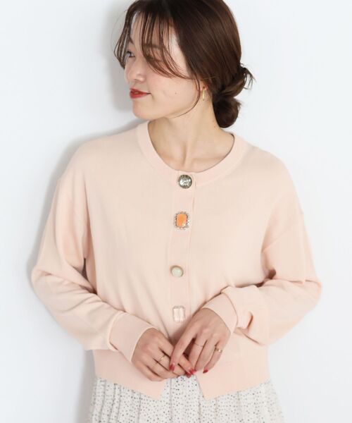 le.coeur blanc(ルクールブラン)の「TORRAZZO DONNAビジューコンパクトカーデ(カーディガン/ボレロ・レディース・ネイビー/ライトピンク・38)」の4枚目の写真