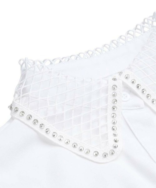 Narcissus（ナルシス）の「メッシュビジューつけ襟（付け襟・レディース・ホワイト・FREE）」の4枚目の写真