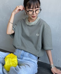 [FRED PERRY/フレッドペリー] ファインボーダー ワンポイントロゴ刺繍ショートスリーブTシャツ