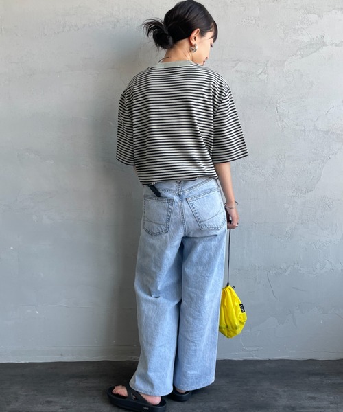FRED PERRY（フレッドペリー）の「[FRED PERRY/フレッドペリー] ファインボーダー ワンポイントロゴ刺繍ショートスリーブTシャツ（Tシャツ/カットソー・レディース・ダークグリーン/モスグリーン・S/M/L）」の19枚目の写真