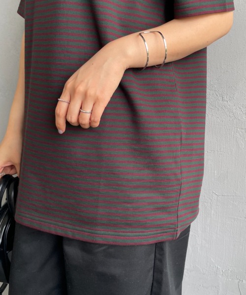 FRED PERRY（フレッドペリー）の「[FRED PERRY/フレッドペリー] ファインボーダー ワンポイントロゴ刺繍ショートスリーブTシャツ（Tシャツ/カットソー・レディース・ダークグリーン/モスグリーン・S/M/L）」の14枚目の写真