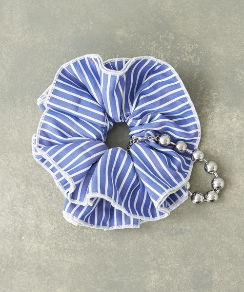 CIAOPANIC TYPY（チャオパニックティピー）の「:lilチェーン付きストライプシュシュ（キーホルダー・レディース・ブラック/ブラウン/ブルー・ONE SIZE）」の7枚目の写真