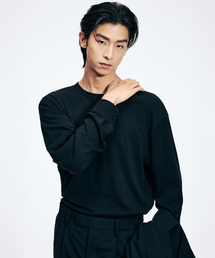 TNGT（ティーエヌジーティー）の「Wool Blend Jersey Long Sleeves (Black) TNTS6E102BK（Tシャツ/カットソー）」