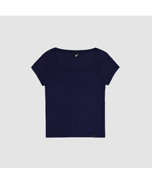 D. ベーシックコットンスクエアネックTシャツ - 3カラー