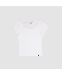 D. ベーシックコットンスクエアネックTシャツ - 3カラー