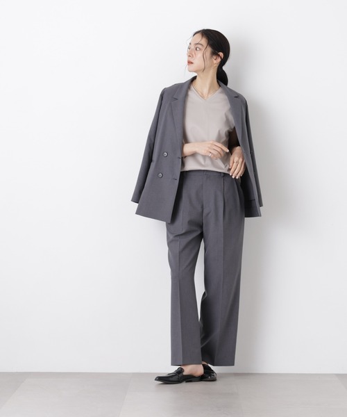 NANO universe(ナノユニバース)の「ライトファンクション ダブルジャケット(セットアップ可)(テーラードジャケット・レディース・ネイビー/ベージュ/グレー・S/M)」の18枚目の写真