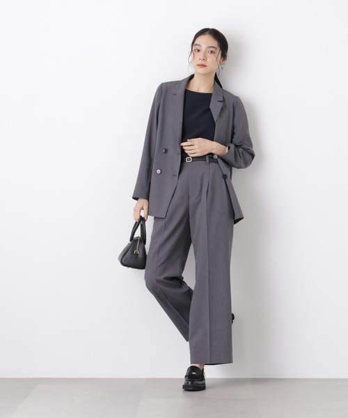 NANO universe(ナノユニバース)の「ライトファンクション ダブルジャケット(セットアップ可)(テーラードジャケット・レディース・ネイビー/ベージュ/グレー・S/M)」の16枚目の写真