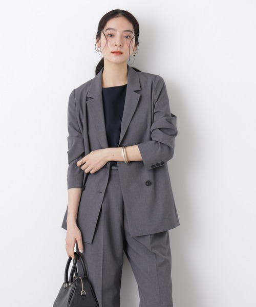 NANO universe(ナノユニバース)の「ライトファンクション ダブルジャケット(セットアップ可)(テーラードジャケット・レディース・ネイビー/ベージュ/グレー・S/M)」の11枚目の写真