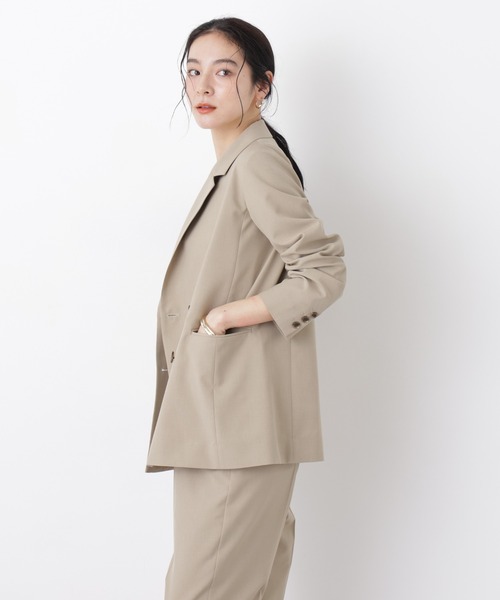 NANO universe(ナノユニバース)の「ライトファンクション ダブルジャケット(セットアップ可)(テーラードジャケット・レディース・ネイビー/ベージュ/グレー・S/M)」の6枚目の写真