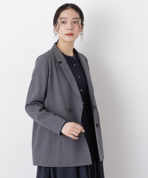 NANO universe(ナノユニバース)の「ライトファンクション ダブルジャケット(セットアップ可)(テーラードジャケット・レディース・ネイビー/ベージュ/グレー・S/M)」の19枚目の写真