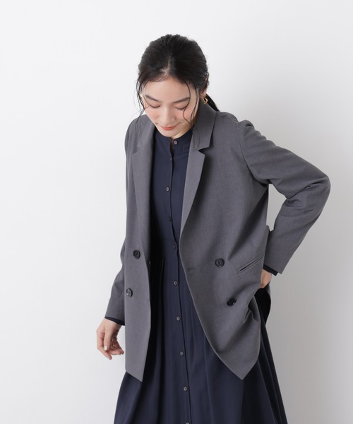 NANO universe(ナノユニバース)の「ライトファンクション ダブルジャケット(セットアップ可)(テーラードジャケット・レディース・ネイビー/ベージュ/グレー・S/M)」の20枚目の写真