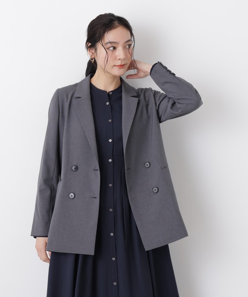 NANO universe(ナノユニバース)の「ライトファンクション ダブルジャケット(セットアップ可)(テーラードジャケット・レディース・ネイビー/ベージュ/グレー・S/M)」の21枚目の写真