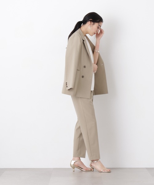 NANO universe(ナノユニバース)の「ライトファンクション ダブルジャケット(セットアップ可)(テーラードジャケット・レディース・ネイビー/ベージュ/グレー・S/M)」の8枚目の写真