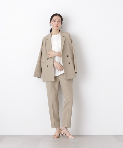 NANO universe(ナノユニバース)の「ライトファンクション ダブルジャケット(セットアップ可)(テーラードジャケット・レディース・ネイビー/ベージュ/グレー・S/M)」の9枚目の写真