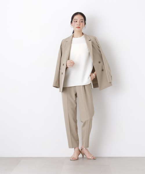 NANO universe(ナノユニバース)の「ライトファンクション ダブルジャケット(セットアップ可)(テーラードジャケット・レディース・ネイビー/ベージュ/グレー・S/M)」の10枚目の写真