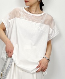 LUGIVA | オーガンジー切り替えエンブロイダリーTシャツ(Tシャツ/カットソー)