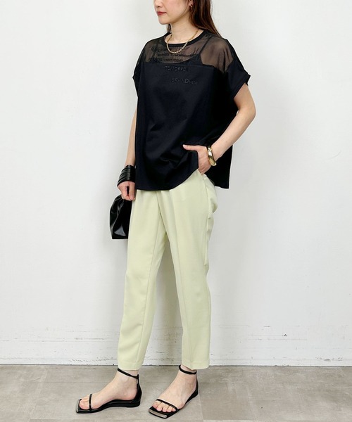 LUGIVA(ルギヴァ)の「オーガンジー切り替えエンブロイダリーTシャツ(Tシャツ/カットソー・レディース・チャコールグレー/オフホワイト/ブラック・M)」の16枚目の写真