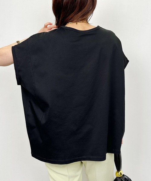 LUGIVA(ルギヴァ)の「オーガンジー切り替えエンブロイダリーTシャツ(Tシャツ/カットソー・レディース・チャコールグレー/オフホワイト/ブラック・M)」の13枚目の写真