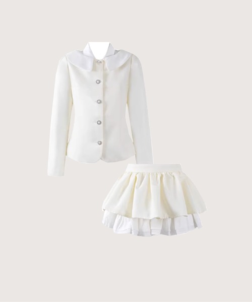 LA POMME petit(ラポミ・プチ)の「Princess Pearl Button Jacket Set Up(セットアップ・レディース・シャンパン・MEDIUM/SMALL)」の1枚目の写真