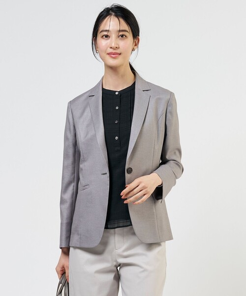 J.PRESS(ジェイプレス)の「【定番人気・セットアップ対応】OXIJEWEL ストレッチ テーラード ジャケット(テーラードジャケット・レディース・ネイビー系/シルバー系/ライトグレー系・T13/T15)」の2枚目の写真