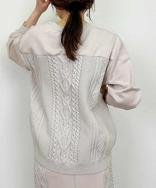 PICCIN（ピッチン）の「ケーブル切り替えプルオーバー（Tシャツ/カットソー・レディース・チャコールグレー/オフホワイト/グレイッシュベージュ・M）」の20枚目の写真