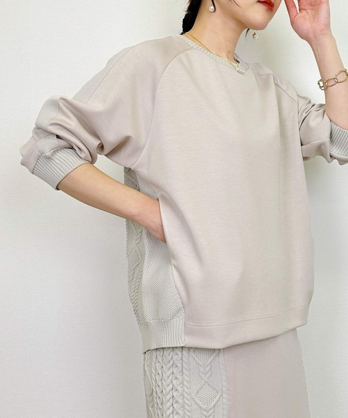 PICCIN（ピッチン）の「ケーブル切り替えプルオーバー（Tシャツ/カットソー・レディース・チャコールグレー/オフホワイト/グレイッシュベージュ・M）」の19枚目の写真