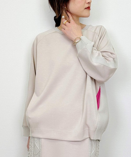 PICCIN（ピッチン）の「ケーブル切り替えプルオーバー（Tシャツ/カットソー・レディース・チャコールグレー/オフホワイト/グレイッシュベージュ・M）」の18枚目の写真
