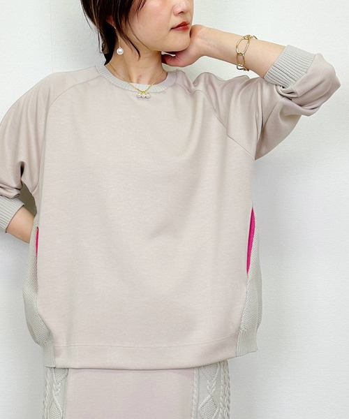 PICCIN（ピッチン）の「ケーブル切り替えプルオーバー（Tシャツ/カットソー・レディース・チャコールグレー/オフホワイト/グレイッシュベージュ・M）」の21枚目の写真