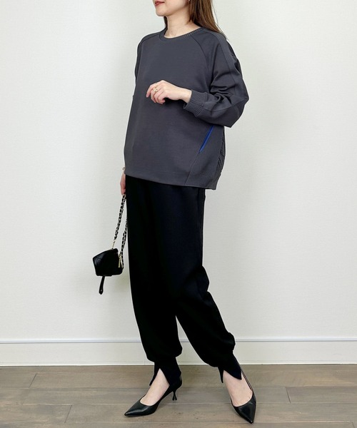 PICCIN（ピッチン）の「ケーブル切り替えプルオーバー（Tシャツ/カットソー・レディース・チャコールグレー/オフホワイト/グレイッシュベージュ・M）」の16枚目の写真