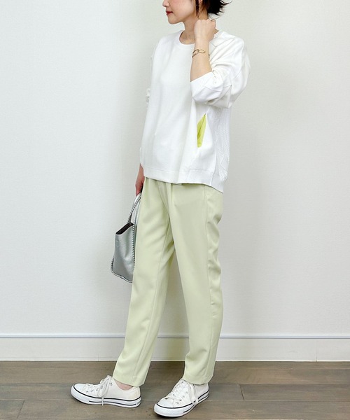 PICCIN（ピッチン）の「ケーブル切り替えプルオーバー（Tシャツ/カットソー・レディース・チャコールグレー/オフホワイト/グレイッシュベージュ・M）」の9枚目の写真
