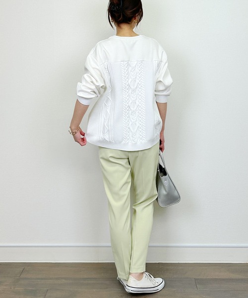 PICCIN（ピッチン）の「ケーブル切り替えプルオーバー（Tシャツ/カットソー・レディース・チャコールグレー/オフホワイト/グレイッシュベージュ・M）」の10枚目の写真