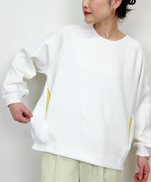 PICCIN（ピッチン）の「ケーブル切り替えプルオーバー（Tシャツ/カットソー・レディース・チャコールグレー/オフホワイト/グレイッシュベージュ・M）」の4枚目の写真
