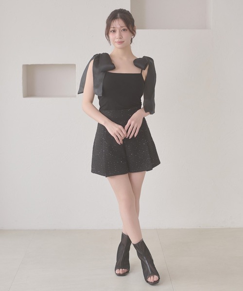Ambre Neige(アンブルネージュ)の「shoulder ribbon set with cup camisole / ショルダーリボンセットカップツキキャミソール(キャミソール・レディース・アイボリー/ブラック・FREE)」の17枚目の写真