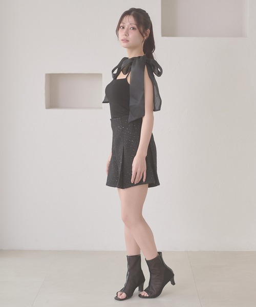 Ambre Neige(アンブルネージュ)の「shoulder ribbon set with cup camisole / ショルダーリボンセットカップツキキャミソール(キャミソール・レディース・アイボリー/ブラック・FREE)」の18枚目の写真