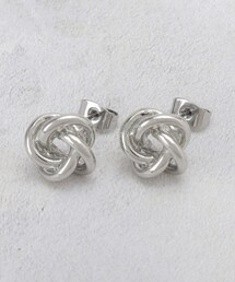 オーバルクロスデザインメタルピアス